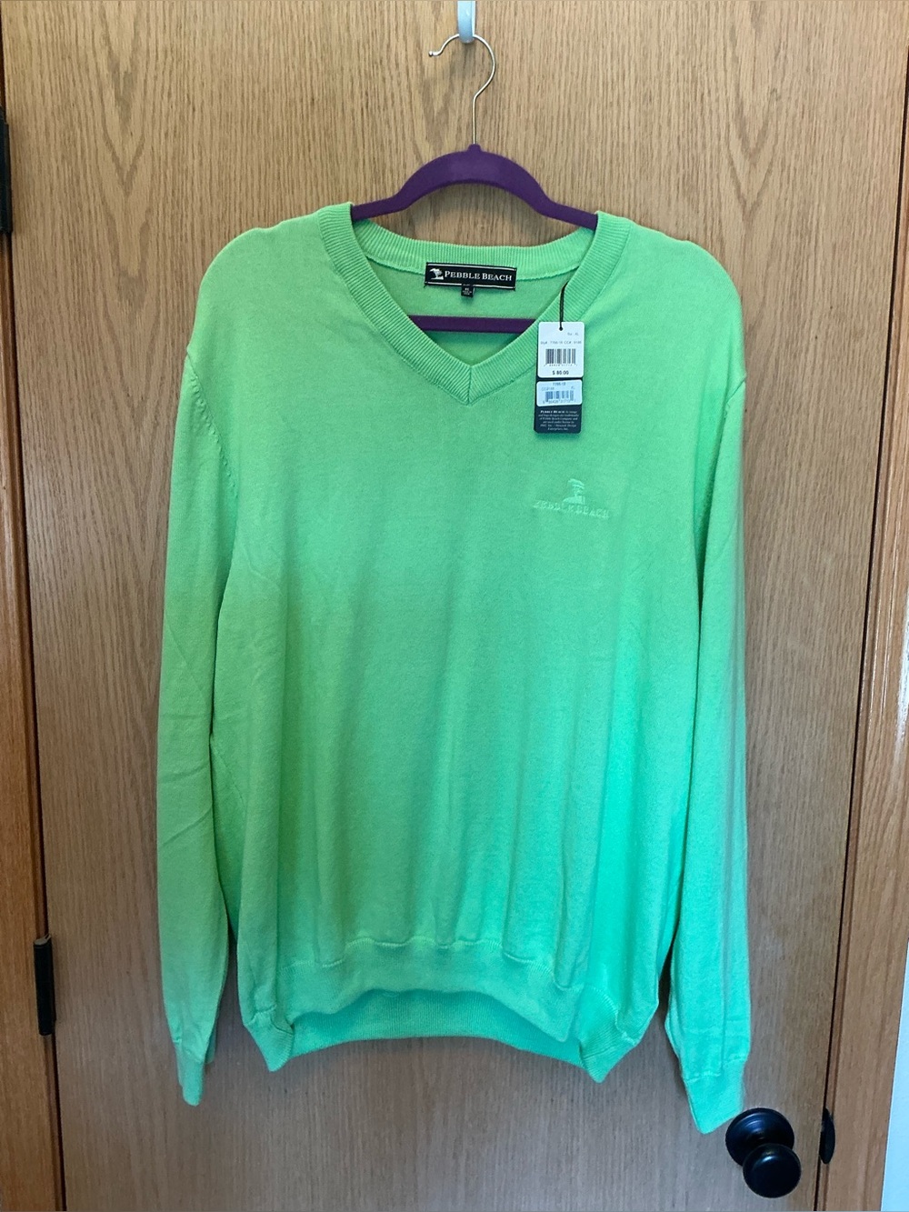 NWT $80 Pebble Beach Sweater v-neck lime green GOLF men’s XL SOFT PIMA COTTON